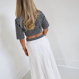 Delaney Double Layer Pleated Maxi Skirt - White/Black