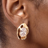 Molten Glow Crystal Studs: Clear Crystal with 18k Gold Plating