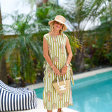 Marley Side Bow Maxi Set - Green/White Palm