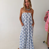 Paisley Flowy Maxi Dress - Blue