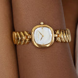Metal Moderna Bracelet Watch in Gold: Mother of Pearl Dial with Gold