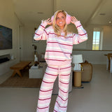 Ella Striped Sweater Pants Set - Lt Pink/Cream