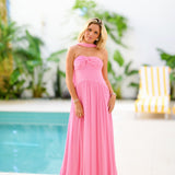 Brandi Strapless Maxi Scarf Dress - Bubblegum Pink