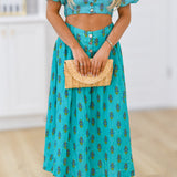 Shelley Floral Print Top - Teal