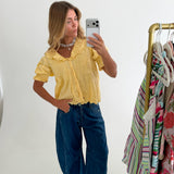 Marley Embroidered Collar Blouse - Butter Yellow