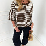 Shannon Knit Cardigan - Brown/Ivory