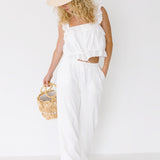 Mindy Eyelet Tank and Pant Set- Off White