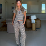 Charlie Striped Knit Pants - Charcoal