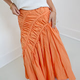 Riley Ruched Asymmetric Midi Skirt - Lt.Coral