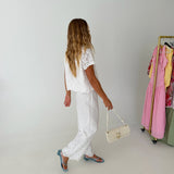 Cece Drawstring Pants - White
