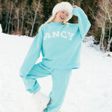 Fancy Oversized Fleece Mockneck - Glacier Sky