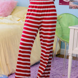 Essential Striped Comfort Pants - Crimson