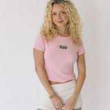 Olive Beaded Baby Tee - Pink