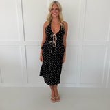 Cici Polka Dot Midi Skirt - Black