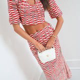 Brooklyn Bubble Sleeve Maxi Skirt Set- Red/Burgundy