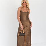 Kimber Metalic Maxi Dress - Brown
