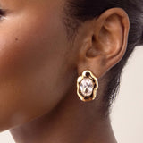 Molten Glow Crystal Studs: Clear Crystal with 18k Gold Plating