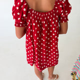 Ally Polka Dot Mini Dress - Red Natural