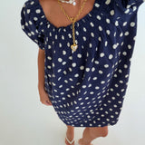 Paulina Polka Dot Mini Dress - Navy Natural