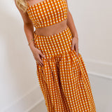 Lillian Maxi Skirt Set - Burnt Yellow Gingham