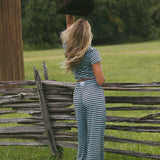 Fancy Striped Button Pants - Glacier/Chocolate (PREORDER 3 WEEKS)