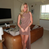 Jen Ruched Mini Dress - Mocha