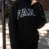 Oversized Terry Rolled Neck - Black/Polka Dot