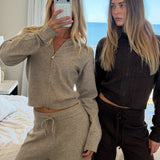 Lilly Knit Hoodie - Brown