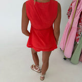 Tanner Lace Detail Set - Tomato Red