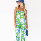 Sylvia Floral Print Pants - Green/White/Blue
