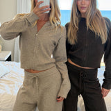 Lilly Knit Hoodie - Brown