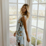 Cleo Side Bow Maxi Set - Blue/White Palm