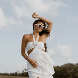 Gabbi Floral Ruffle Cutout Maxi Dress - Off White