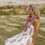Riley Floral Ruffle Skirt Top Set - White/Red