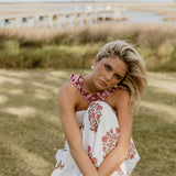 Riley Floral Ruffle Skirt Top Set - White/Red