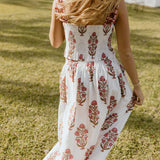 Riley Floral Ruffle Skirt Top Set - White/Red