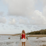 Indie Button Down Top - Red Cream