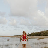 Indie Button Down Top - Red Cream