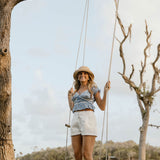 Pippa Top Lace Trim - Blue/White Gingham