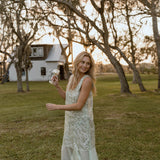 Thea Overlay Sequin Chiffon Maxi Dress - Sage