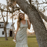 Thea Overlay Sequin Chiffon Maxi Dress - Sage
