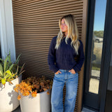 Allie Cable Knit Sweater - Navy