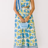 Valorie One Shoulder Maxi Skirt Set - White/Blue/Green Floral