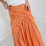 Riley Ruched Asymmetric Midi Skirt - Lt.Coral