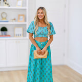 Shelley Floral Print Top - Teal