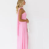 Brandi Strapless Maxi Scarf Dress - Bubblegum Pink