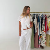 Cece Drawstring Pants - White