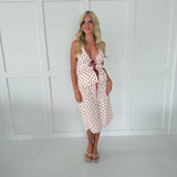 Lydia Polka Dot Midi Skirt - Cream/Red