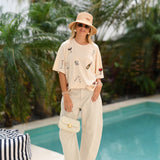 Jamie Cocktail Embroidered T-Shirt - Beige