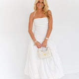 Kristy Drop Waist  Midi Dress - White